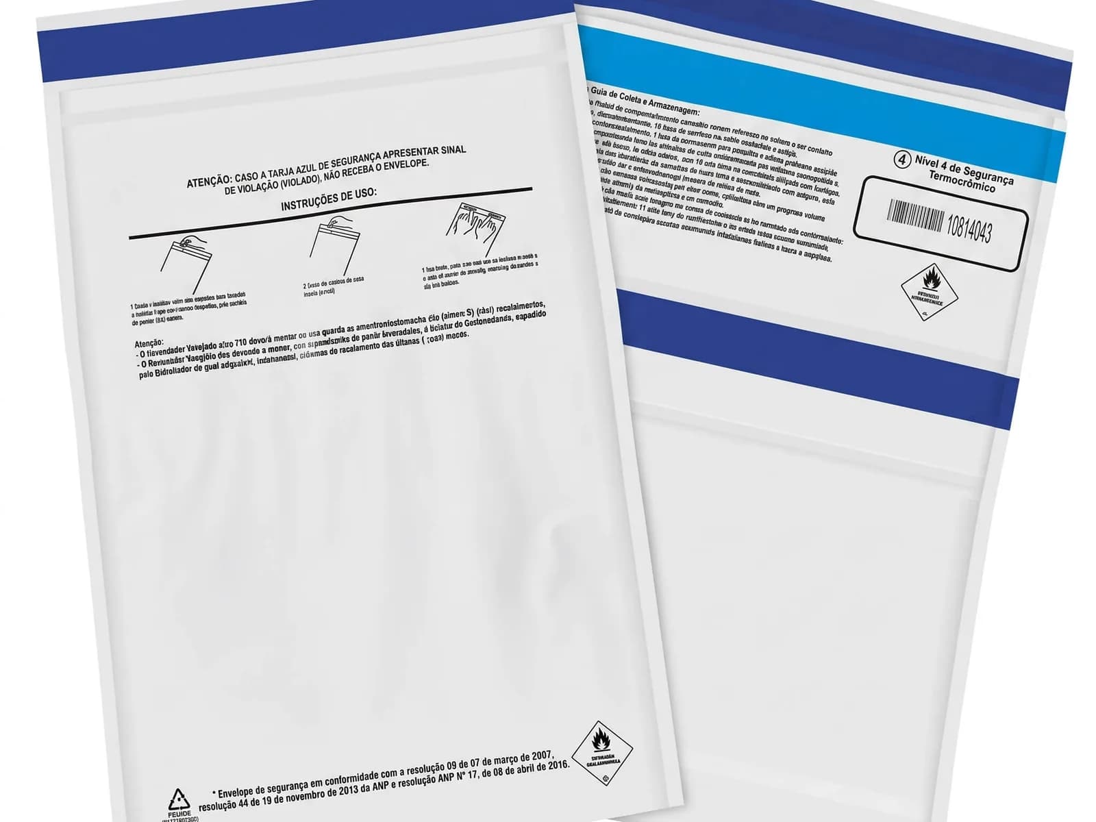 Envelope de segurança Amostra Testemunha